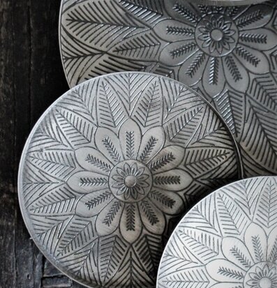 Metallfat Mandala Antik Silver Ø 10 cm från Majas Cottage