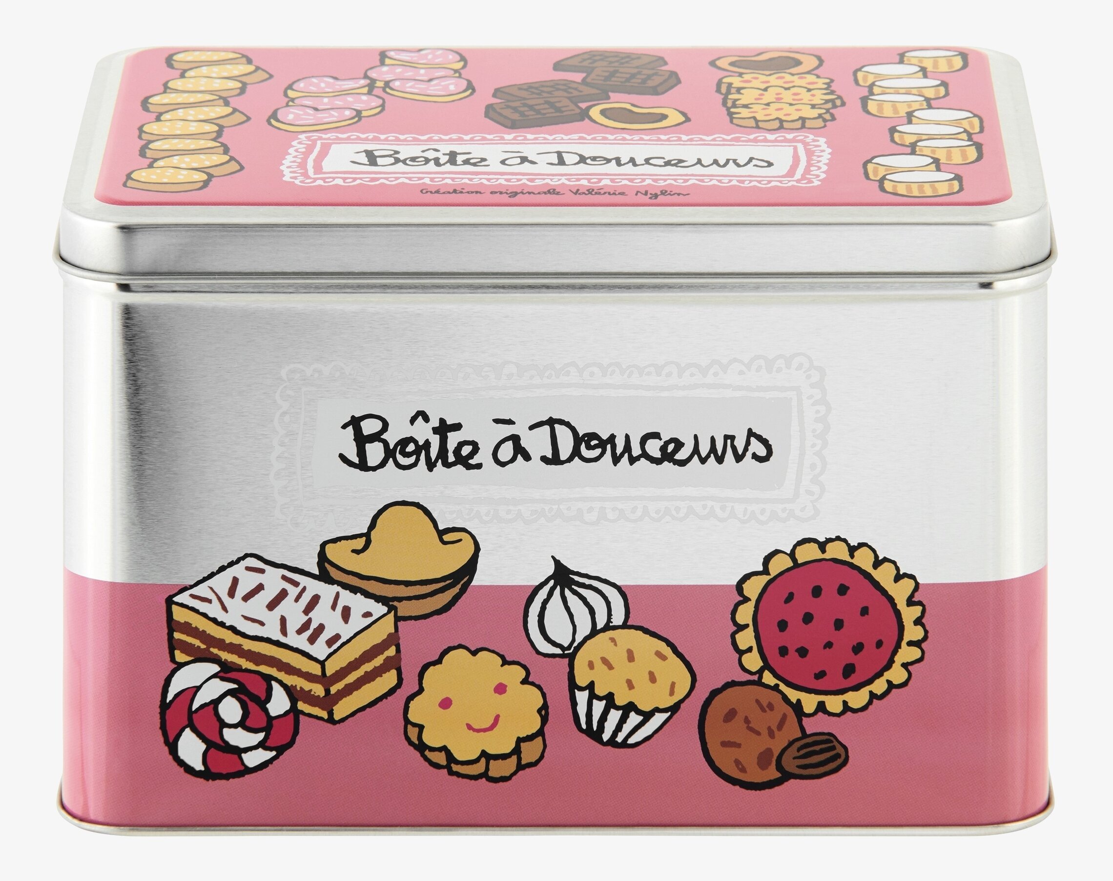 Plåtburk Småkakor från Derriére la porte med bakverksmotiv