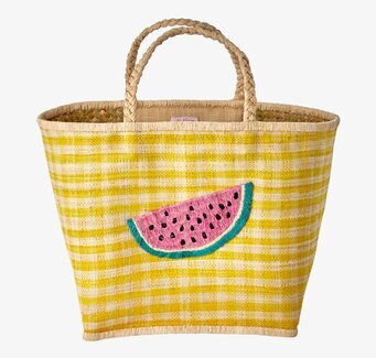 Väska Raffia Watermelon från Rice med livligt mönster