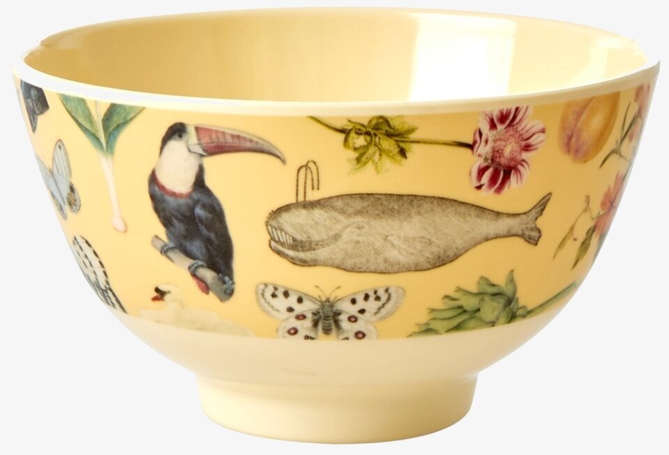 Liten Skål Creme Art Print från Rice med djur- och växtmotiv