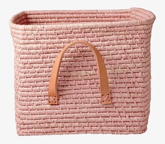 Förvaringskorg Soft Pink från Rice med läderhandtag
