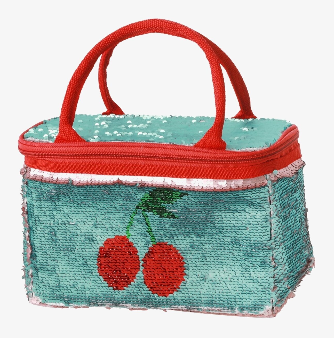 Kylväska Cherry Print från Rice med turkosa paljetter