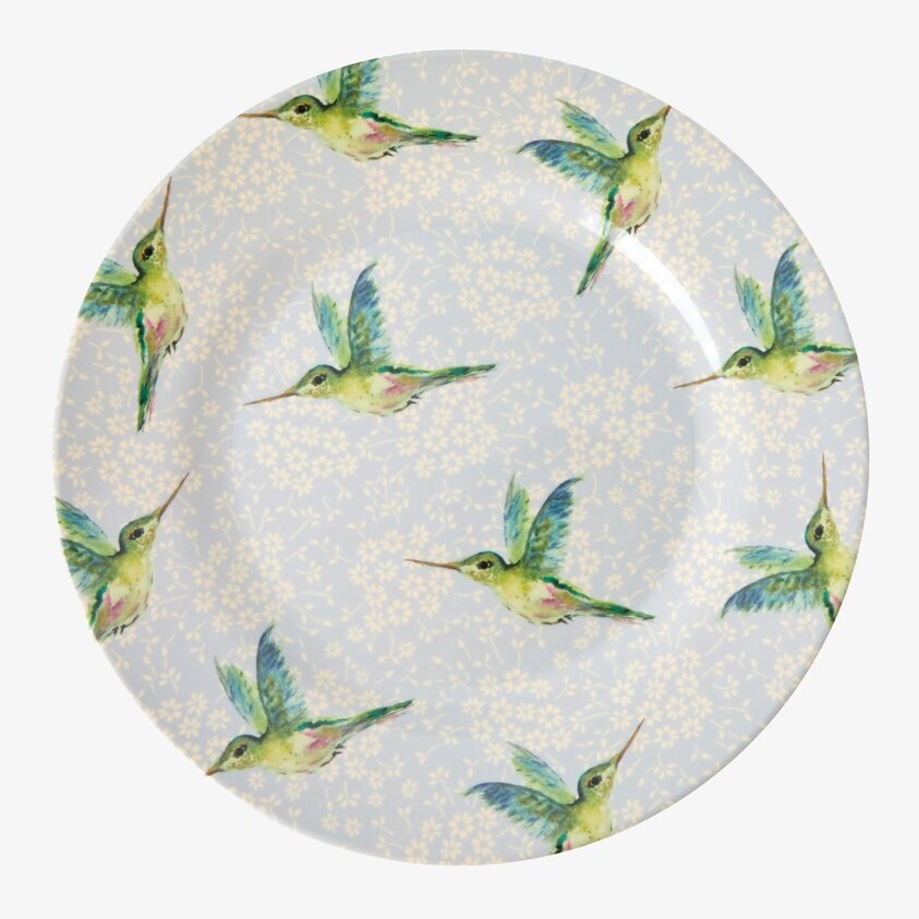 Assiett Hummingbird Print från Rice med färgglada kolibrier