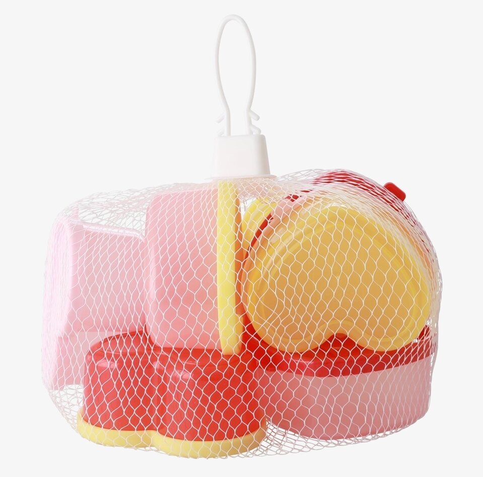 Små Plastburkar Hjärtan från Rice i nätförpackning