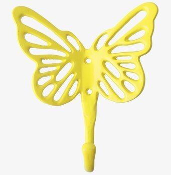 Väggkrok Fjäril från Rice i klar gul färg med utskärningar
