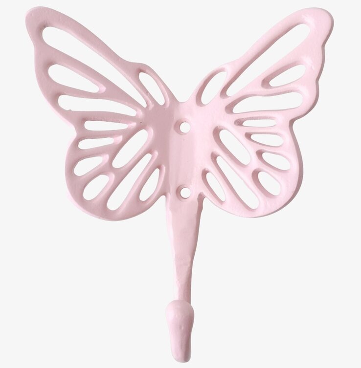 Väggkrok Fjäril från Rice, rosa dekorativ och praktisk krok