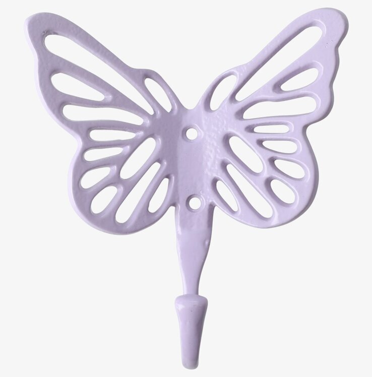 Väggkrok Fjäril från Rice, lila och formad som en fjäril