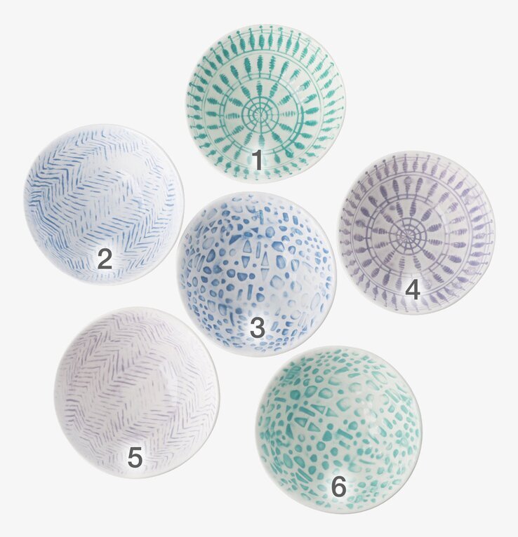 Dippskål Keramik från Rice i sex olika mönster och färger