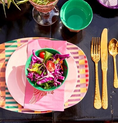 Tesked Med Präglat Mönster från Rice i elegant dukning