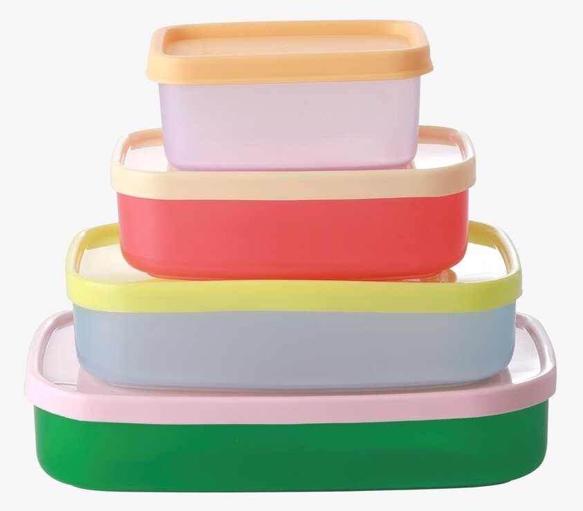 Plastburkar Med Lock - 4 Pack från Rice i olika färger