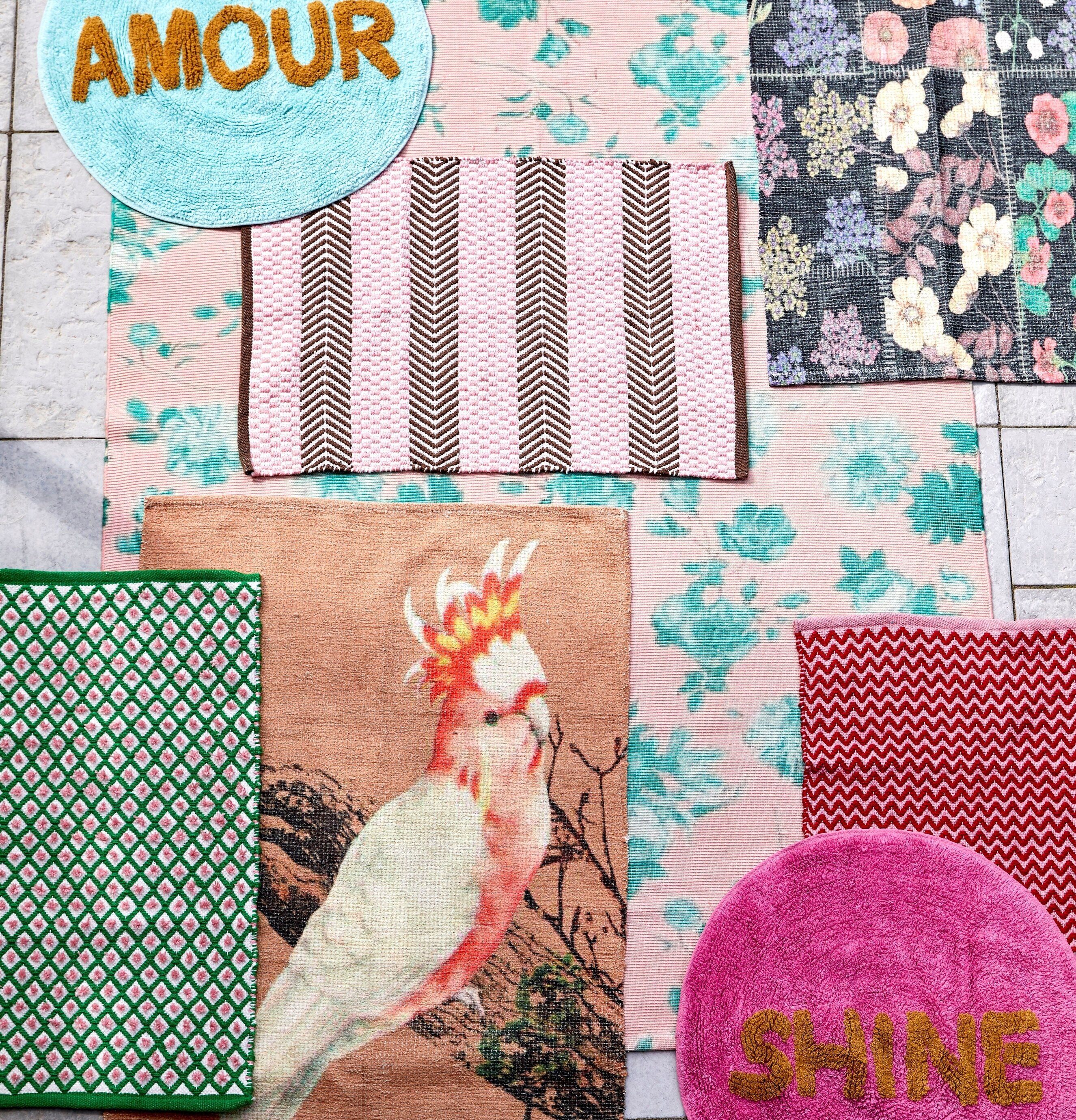 Matta Harlequin Rice från Rice med blommigt mönster