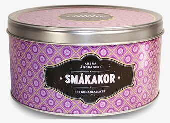 Arbrå Ångbageri Småkakor Lila rund metallburk retro