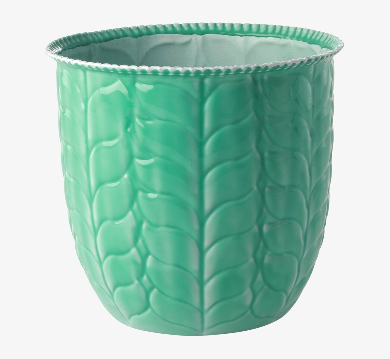 Blomkruka Green Large från Rice i keramik med bladmönster