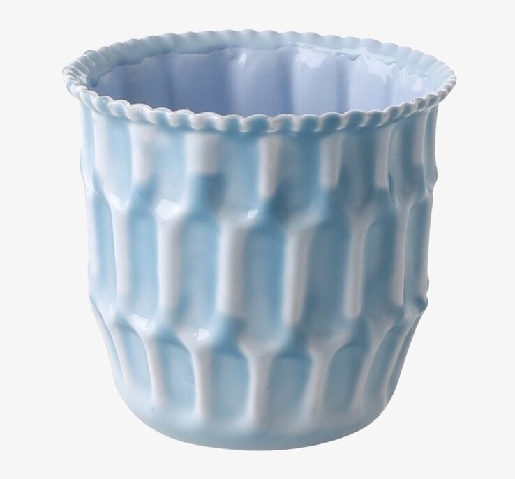 Blomkruka Blue Small från Rice i blå keramik med mönster