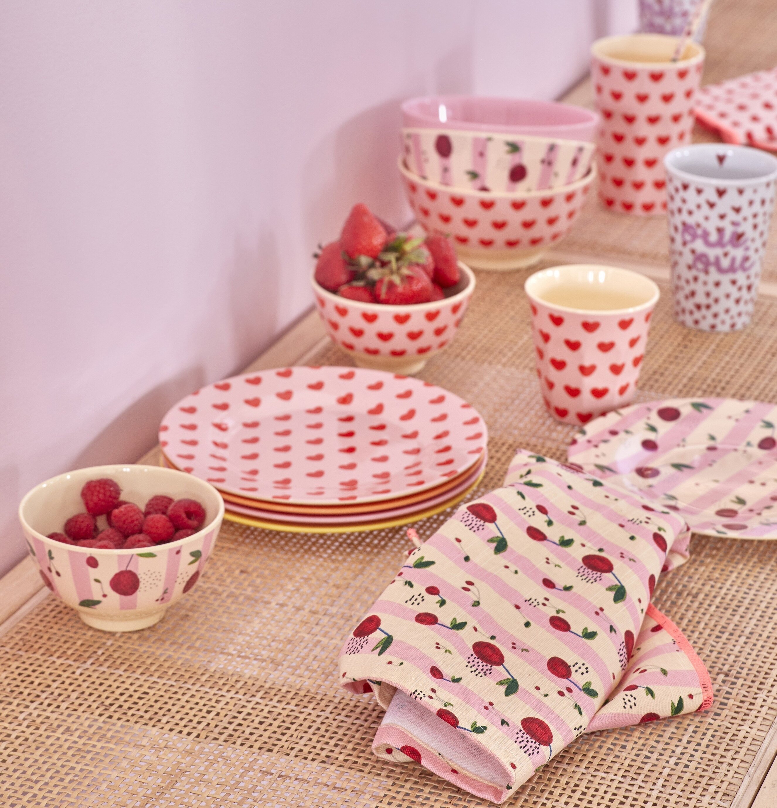 Kökshandduk Cherry Print från Rice med körsbärsmotiv