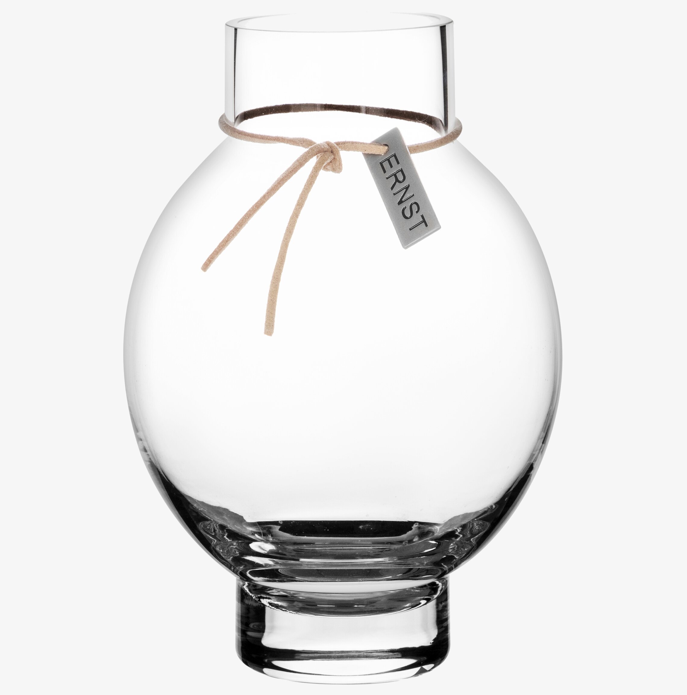 Glasvas Ernst Ø 10 cm från varumärket Ernst med läderband