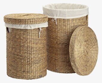 Tvättkorg Flätad Vattenhyacinth från Dixie med lock