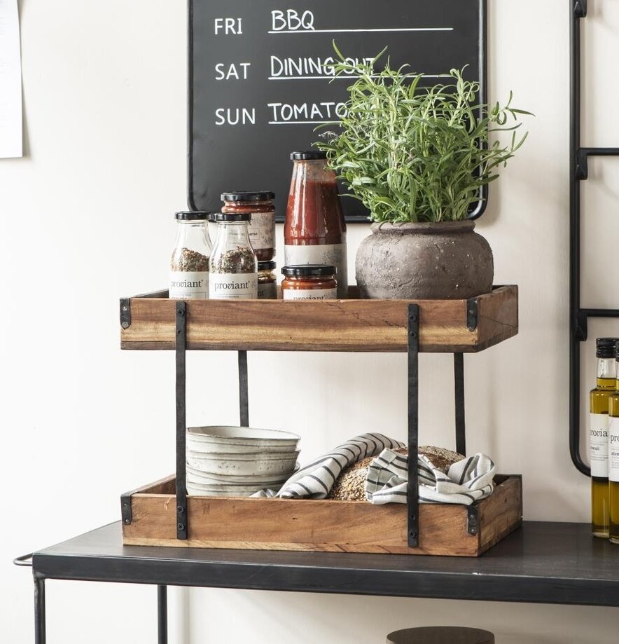 Bricka 2-Etage Unika från IB Laursen med kryddor och växt