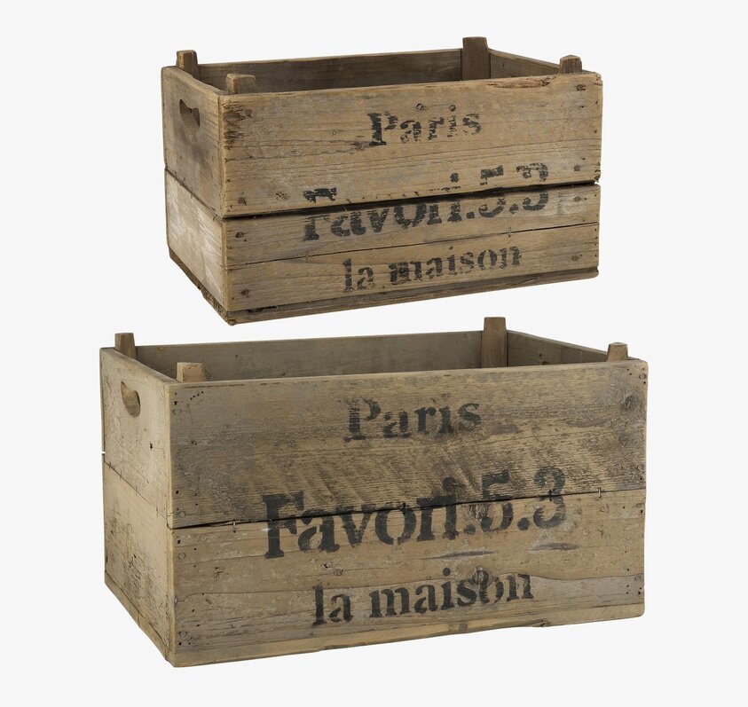 Trälåda PARIS från IB Laursen i rustikt trä med fransk text