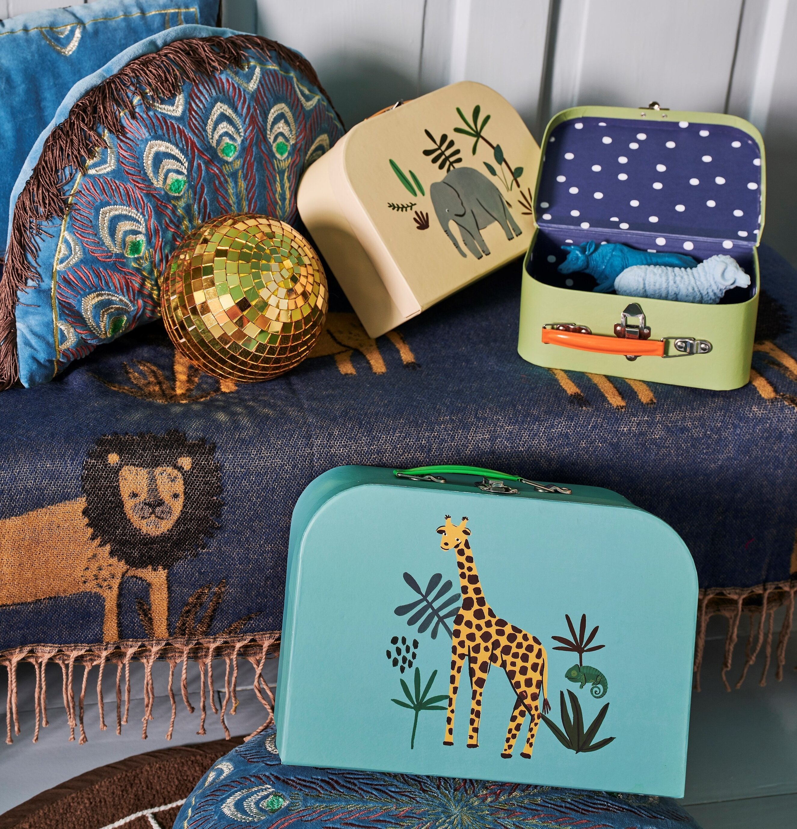 Väskor Cardboard Blue Jungle Animals Print från Rice