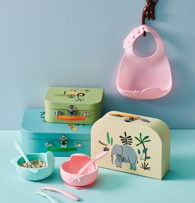 Rice Väskor Cardboard Blue Jungle Animals Print i djungelmiljö