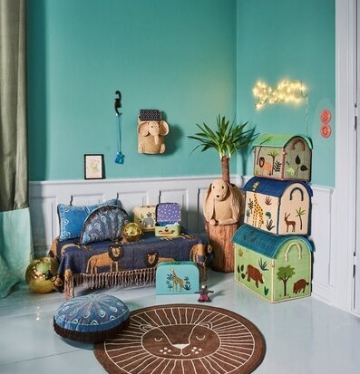 Förvaringskorg Jungle Theme från Rice i ett djungelinspirerat barnrum