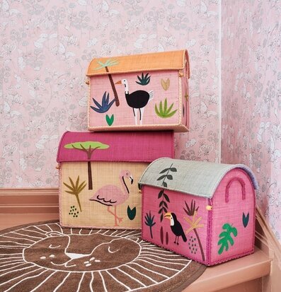 Förvaringskorg Pink Jungle Theme från Rice i tre storlekar