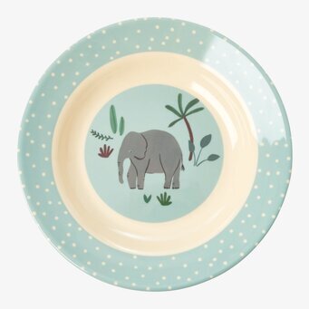 Djup Tallrik Blue Jungle Animals Print från Rice, melamin