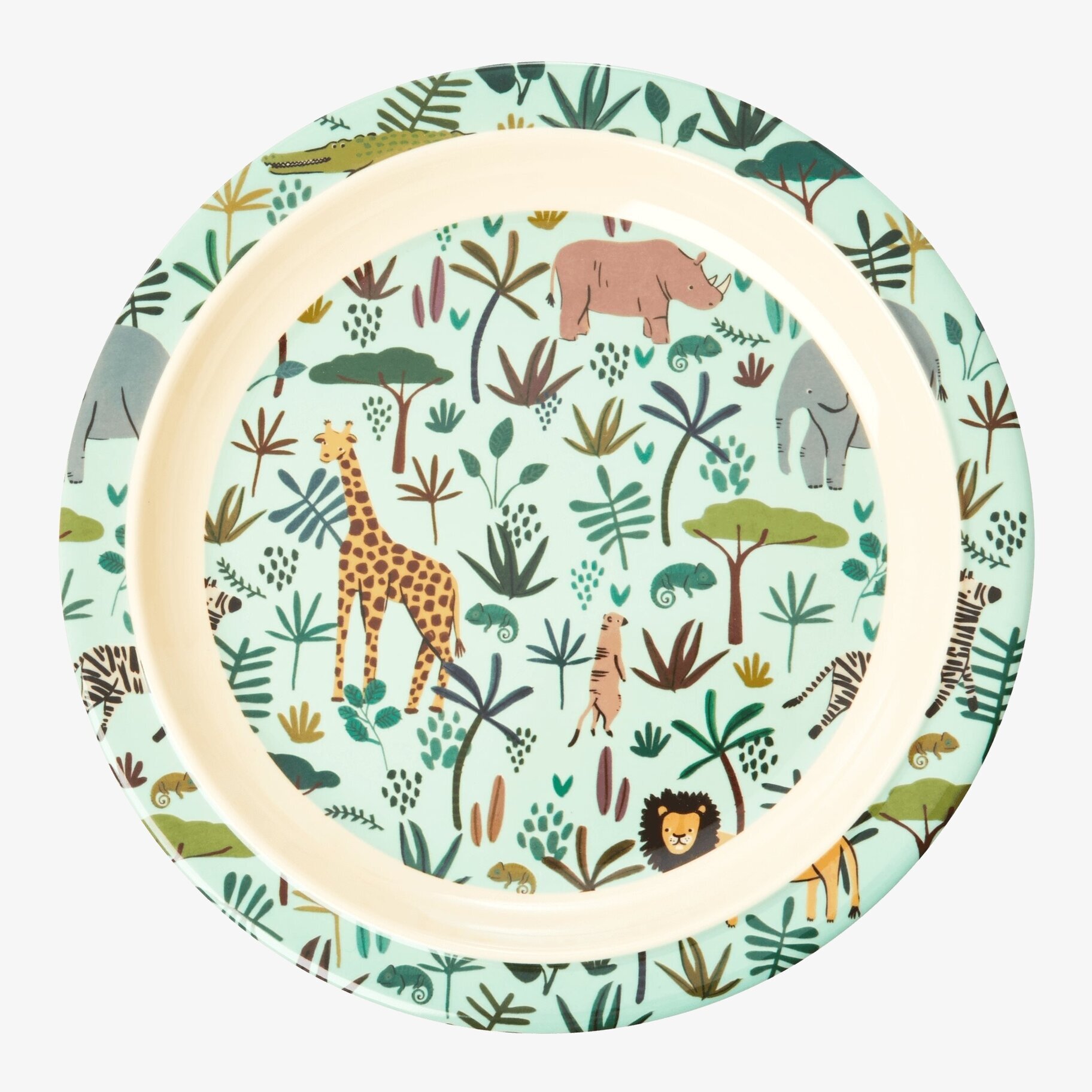 Tallrik Green Jungle Animals Print från Rice med djurmotiv