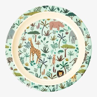 Tallrik Green Jungle Animals Print från Rice med djurmotiv