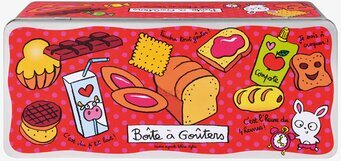 Bild av färgglad plåtburk med livliga illustrationer