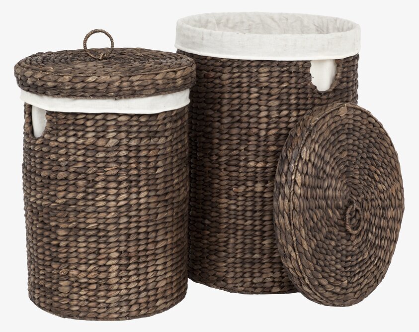 Tvättkorg Flätad Vattenhyacinth Brun från Dixie