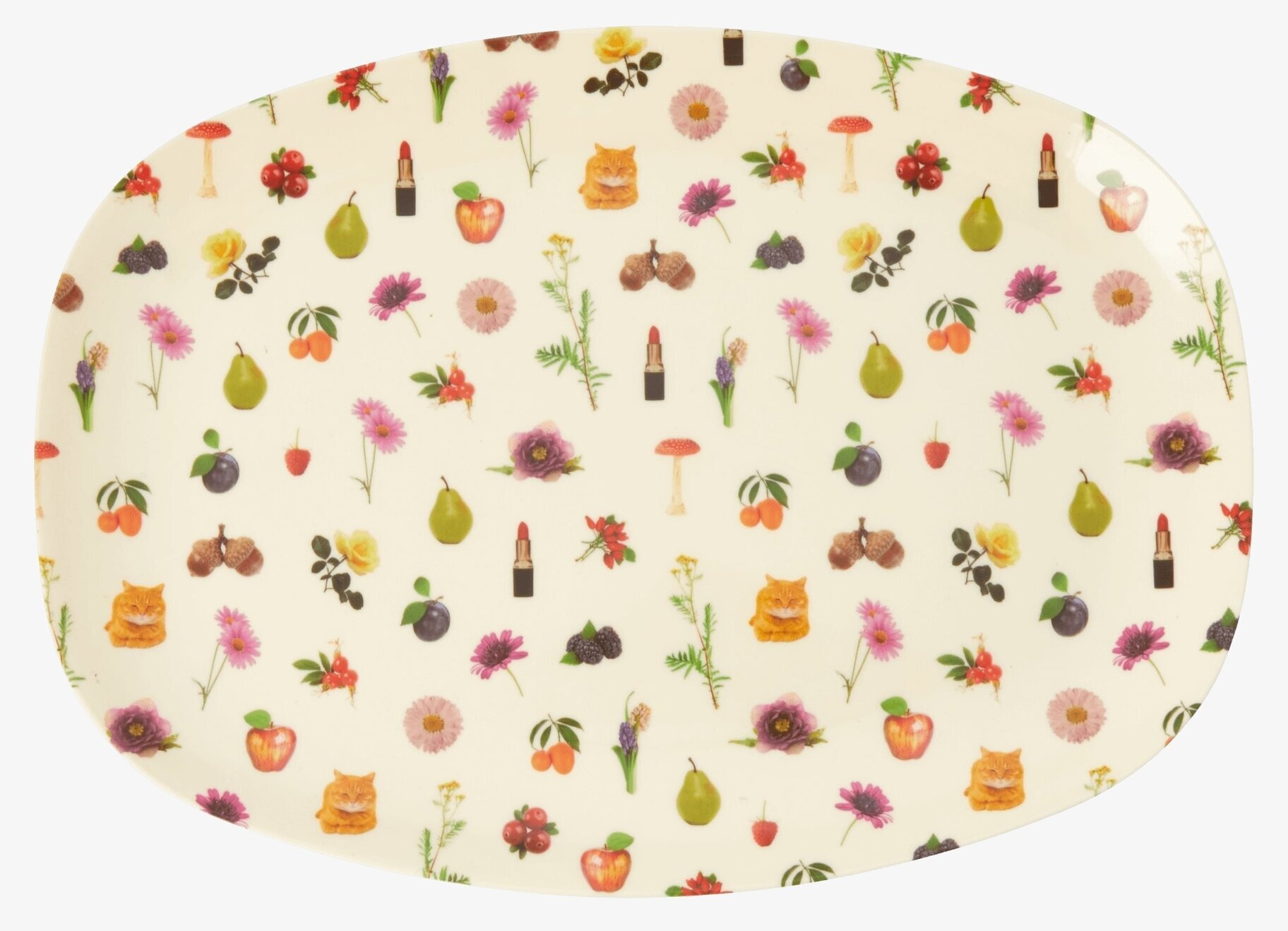 Tallrik Lipstick Fall Print från Rice med färgglada motiv