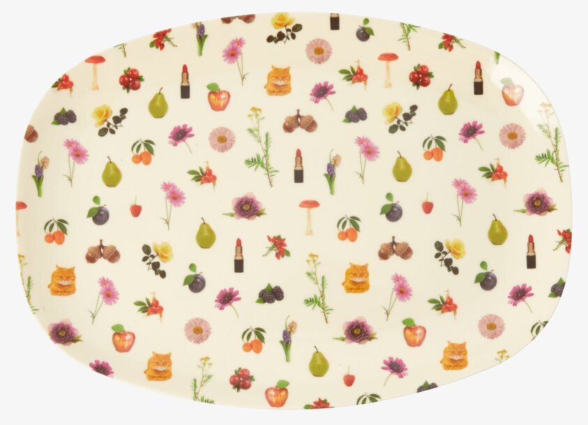 Tallrik Lipstick Fall Print från Rice med färgglada motiv