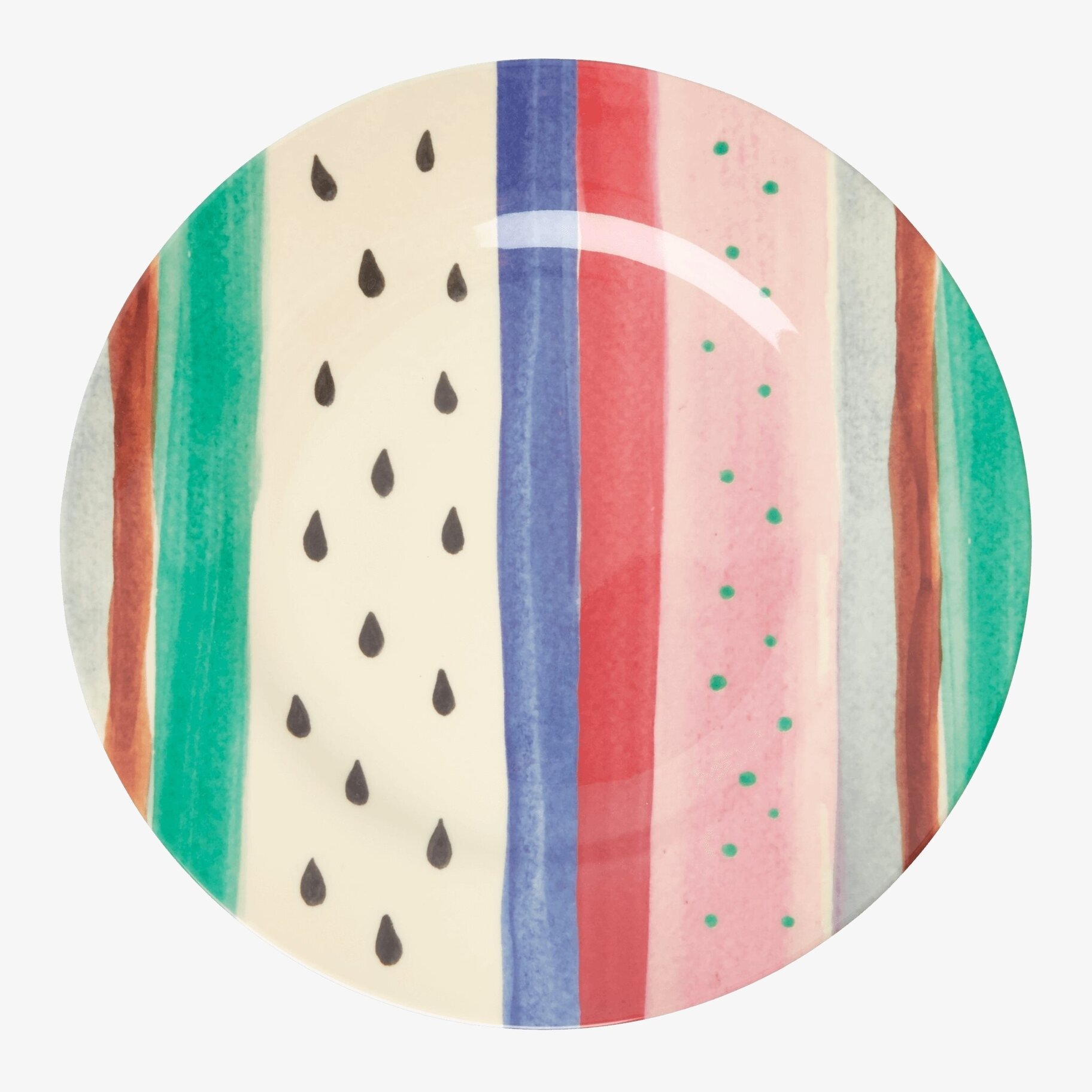 Tallrik Louise´s Stripe Print från Rice med färgglada ränder