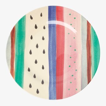 Tallrik Louise´s Stripe Print från Rice med färgglada ränder