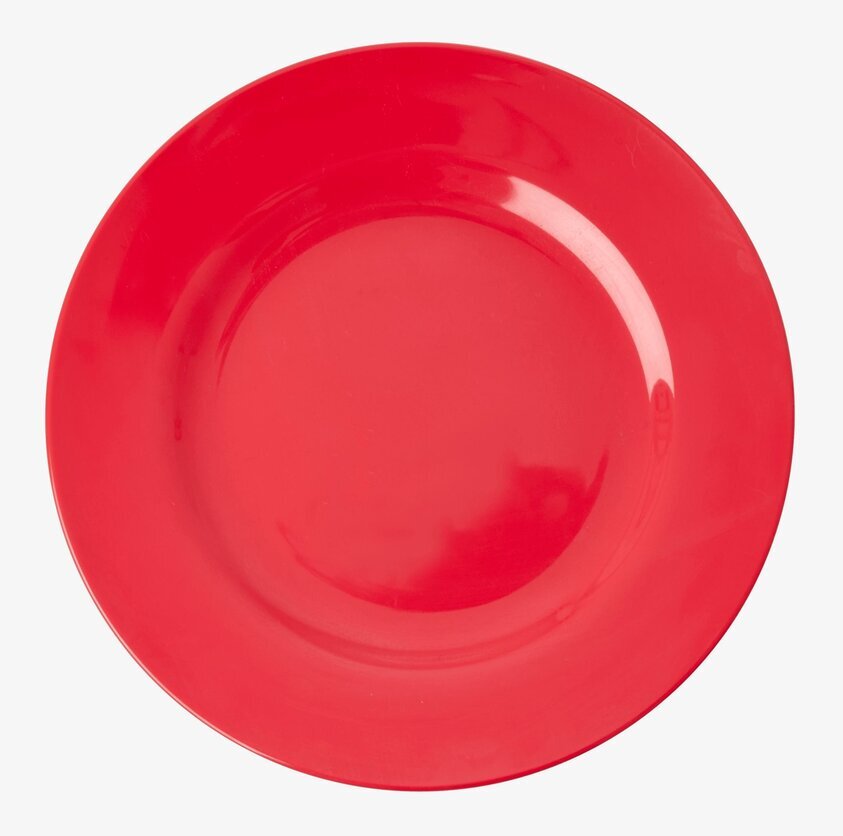 Tallrik Melamin Red Kiss från Rice i röd färg på ett bord
