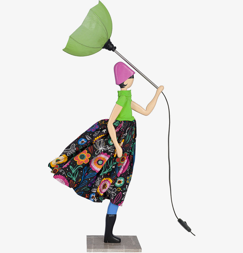 Bordslampa Kentall från Skitso med färgglad figur och paraply