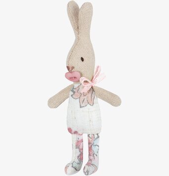 My Rabbit Girl från Maileg i beige linne och blommig klänning