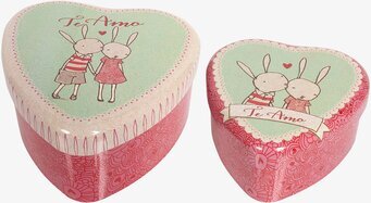 Bild av charmiga hjärtformade plåtburkar med kaniner