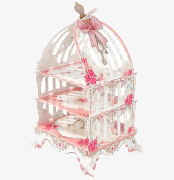 Kakfat Fågelbur Rosa från Talking Tables med tre våningar