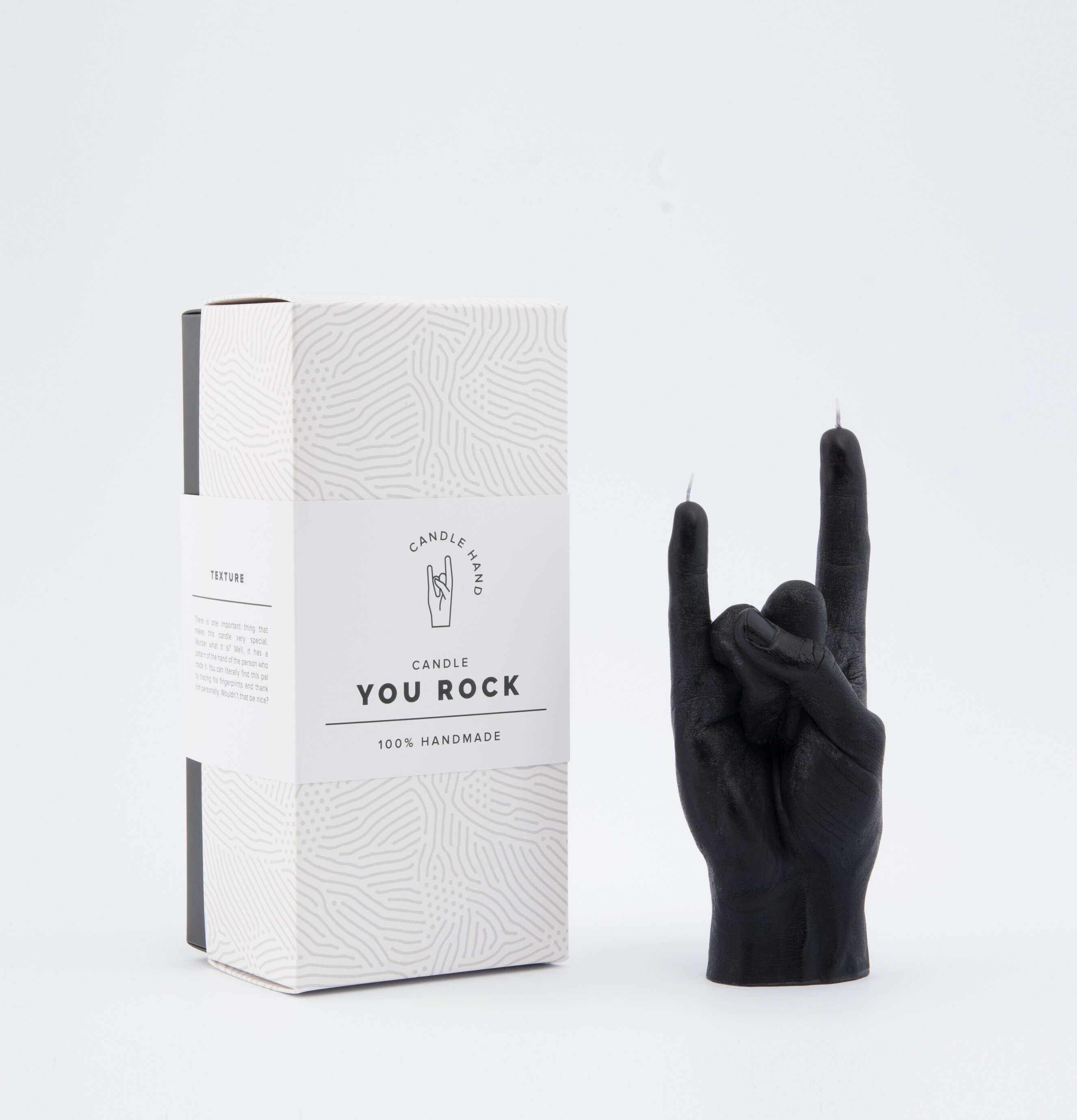 Candle Hand - You Rock från Candlehand, svart handformat ljus