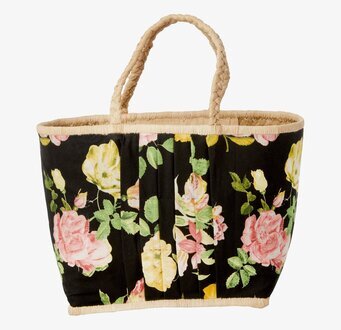 Väska Dark Rose Print Medium från Rice med rosenträdgårdsmotiv