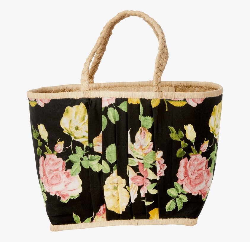 Väska Dark Rose Print Medium från Rice med rosenträdgårdsmotiv