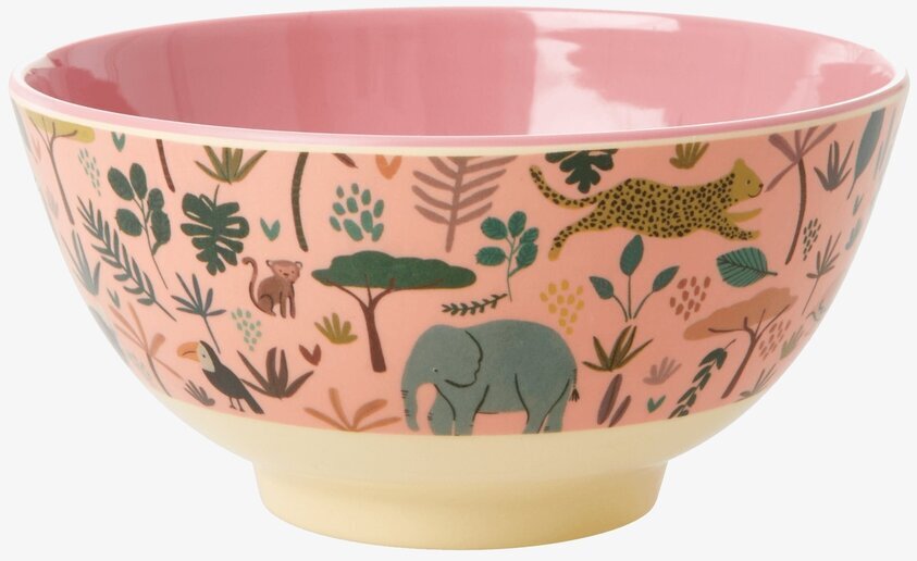 Skål All Over Jungle Animals Print Coral från Rice