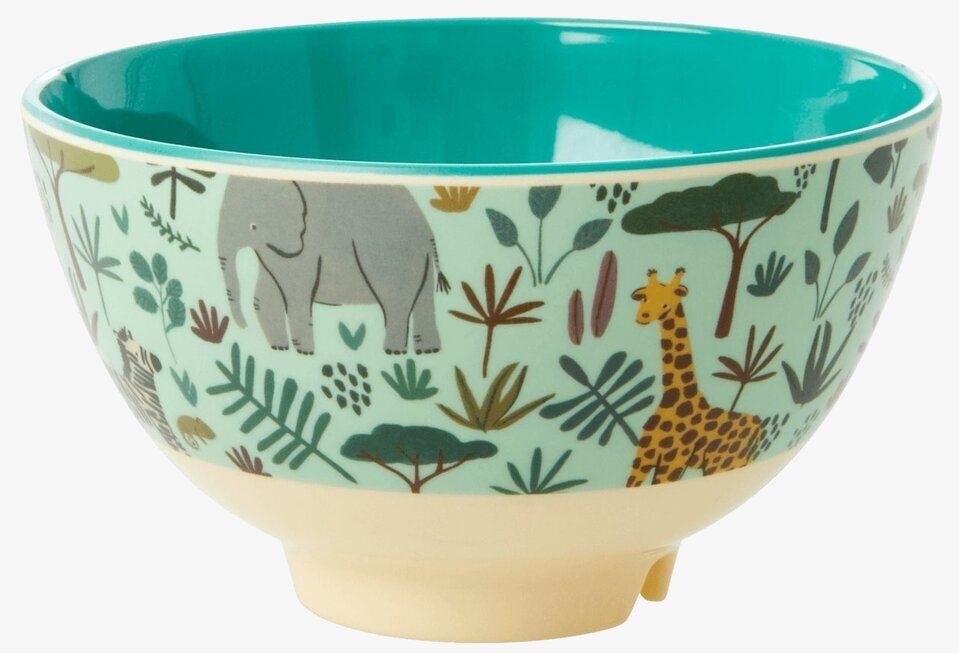 Liten Skål All Over Jungle Animals Print Green från Rice