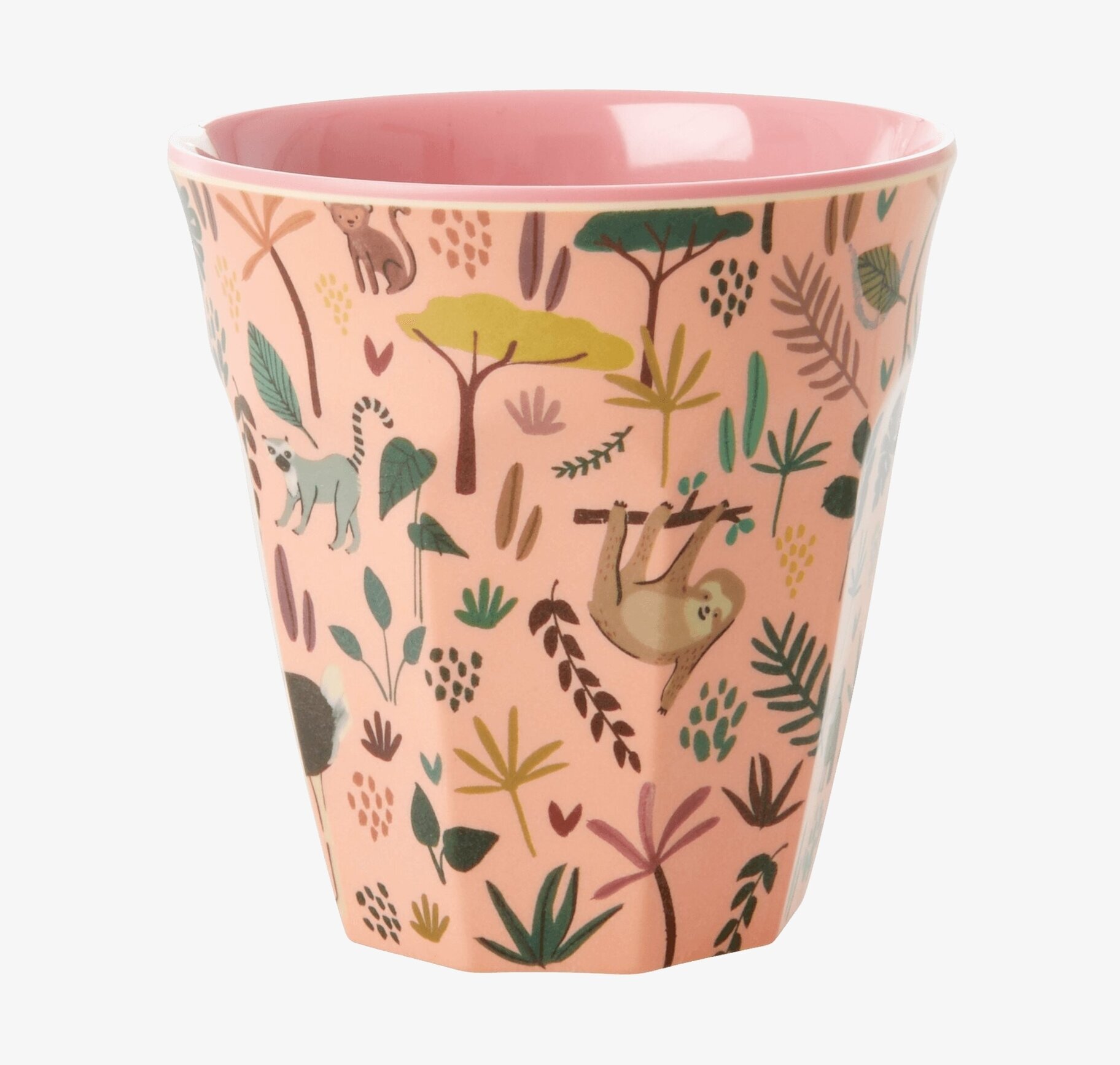 Mugg Jungle Animals Print Coral från Rice med djungeldjur
