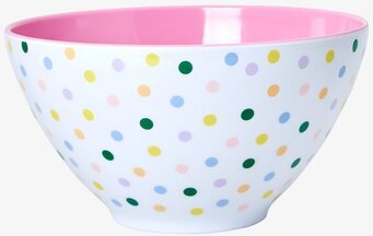 Salladsskål Dots från Rice med färgglada prickar och rosa insida