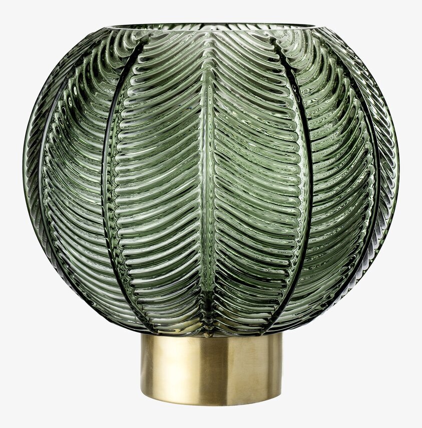 Glasvas Grön från Bloomingville med mässingsfot och ådror