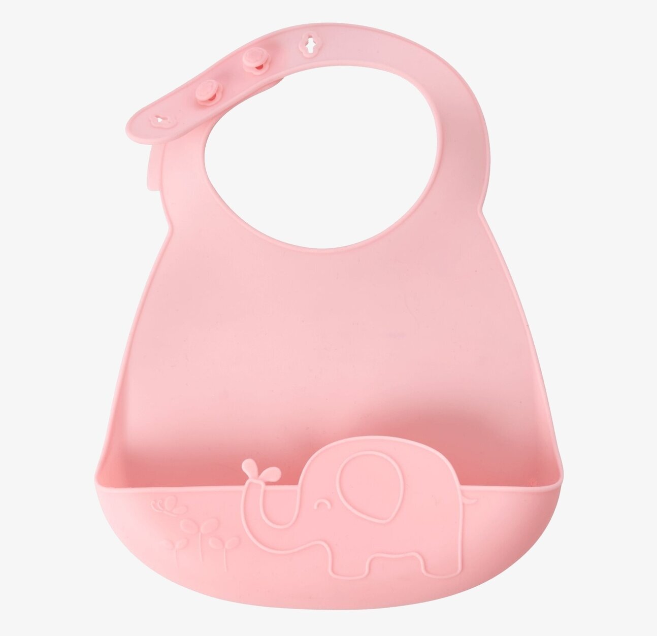 Haklapp Silikon Elefant från Rice i ljus rosa med elefantmotiv